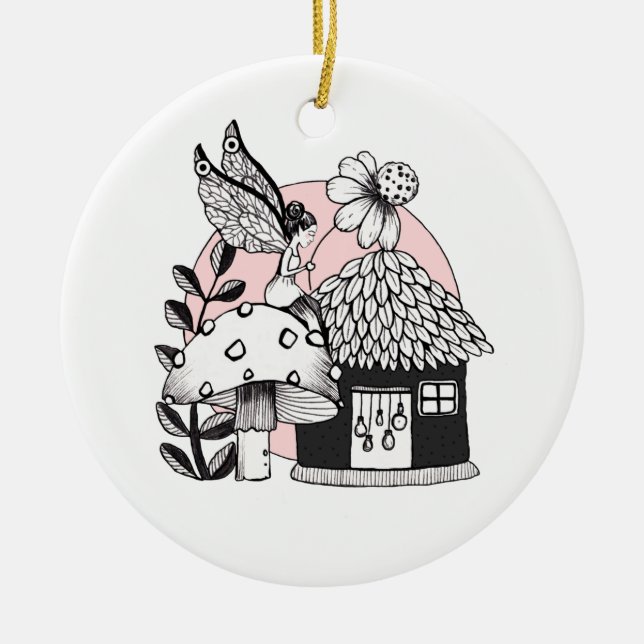 Zauberhaftes Feenhaus Keramik Ornament (Vorne)