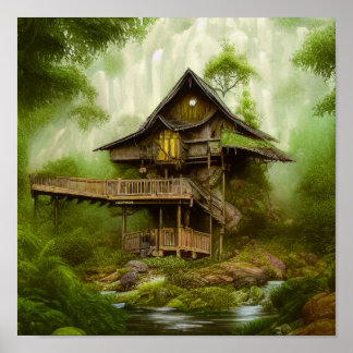 Zauberhaftes Hütte-Haus im Grünen Poster