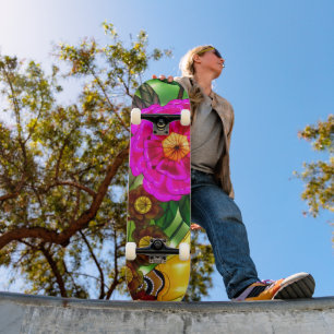 Zauberhaftes Magenta & Gold Skateboard