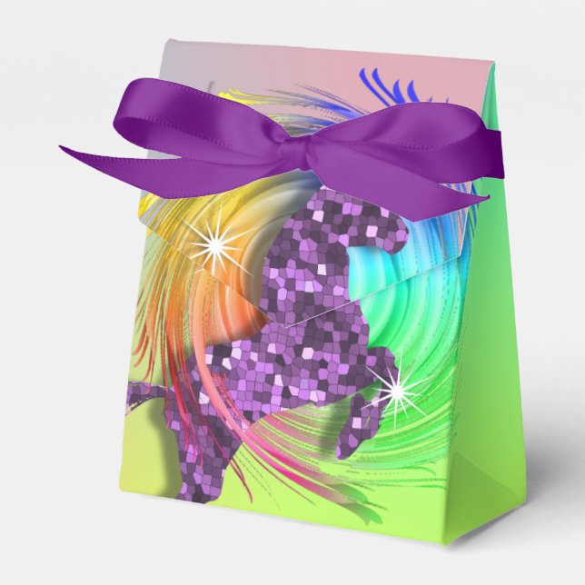 Zauberhaftes Rainbow-Einhorn Themed-Party Geschenkschachtel (Vorderseite)