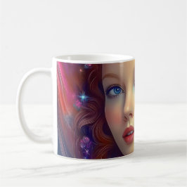 Zauberhaftes Rainbow-Hair-Portrait Kaffeetasse