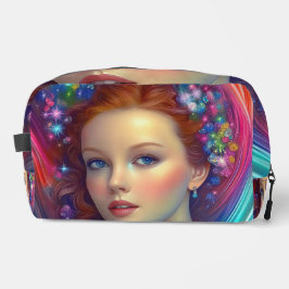 Zauberhaftes Rainbow-Hair-Portrait Waschbeutel