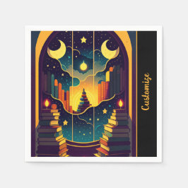 Zauberhaftes Reich der Bücher Serviette