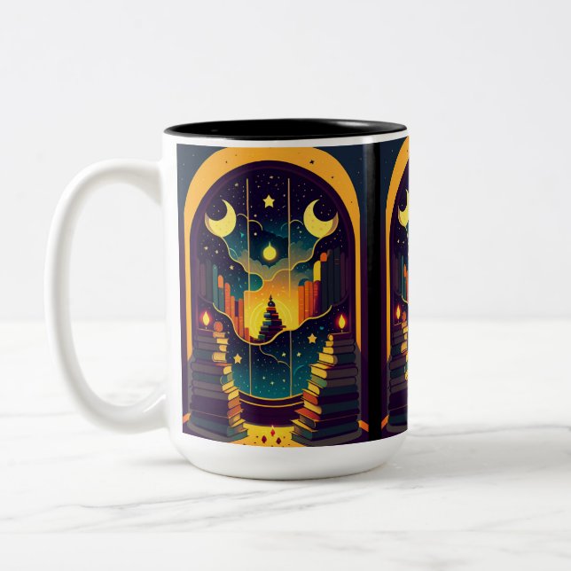 Zauberhaftes Reich der Bücher Zweifarbige Tasse (Links)