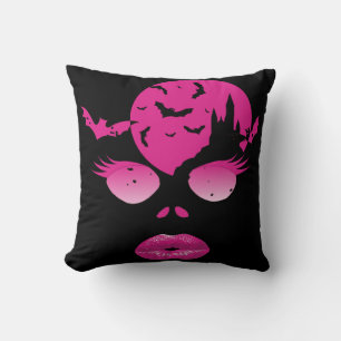 Zauberhaftes rosa Halloween: Mysterium und Flederm Kissen