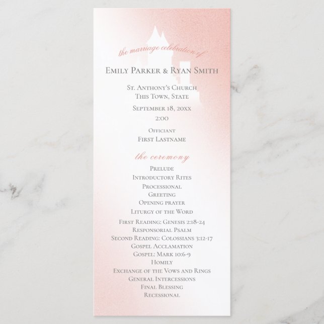 Zauberhaftes Rosa Märchenschloss Hochzeitsprogramm Programm (Vorderseite)