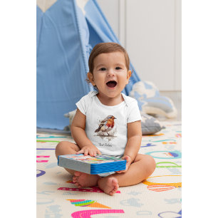 Zauberhaftes Rotkehlchen im Garten, individuell an Baby Strampler