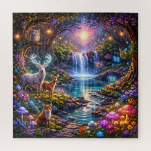 Zauberhaftes Wald-Wasserfall-Puzzle