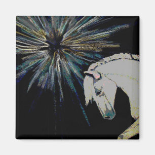 Zauberhaftes Weißes Pferd Pferderennen Pony Blast  Magnet