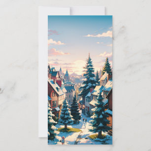 Zauberhaftes Winterdorf Feiertagskarte