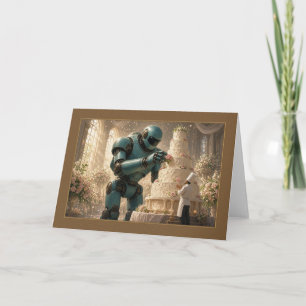 Zauberhalle Teal Robot Rose Hochzeitstorte Karte