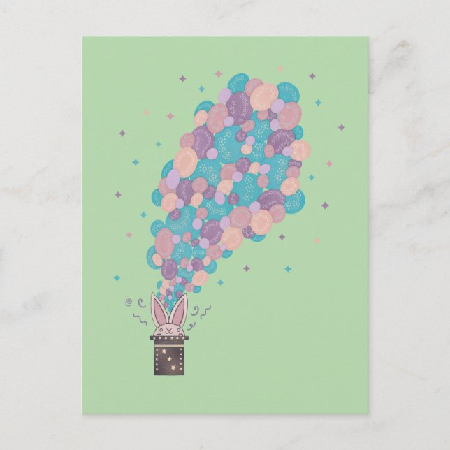 Zauberhase Blasenexplosion | Whimsical Magic Postkarte (Vorderseite)