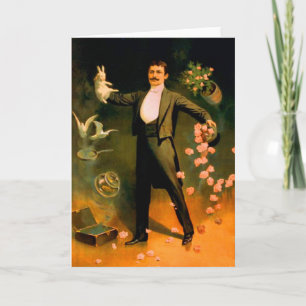 Zauberhase Rosen Tauben Magie-Tricks im Vintage-St Karte