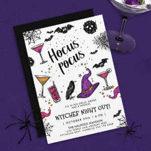 Zauberhexen Abendessen farbenfrohe Halloween-Drink Einladung