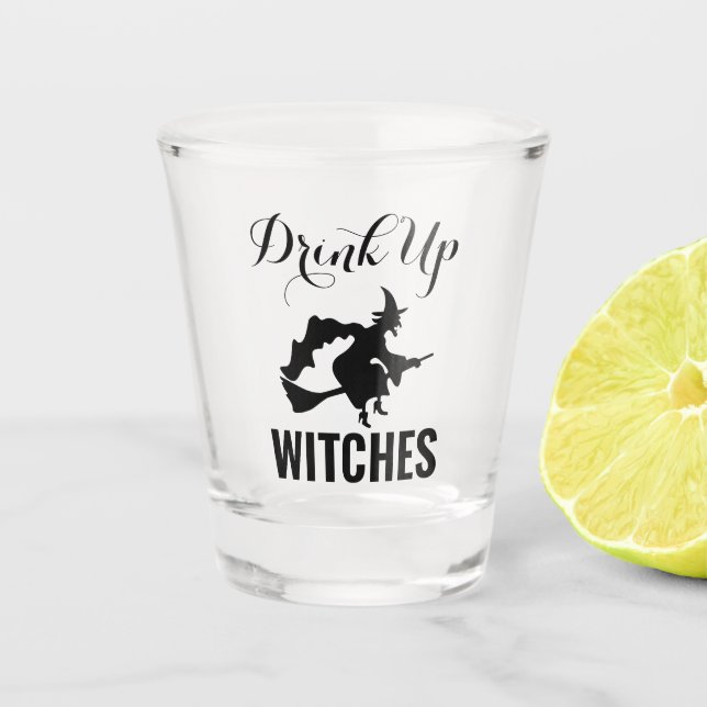 Zauberhexen mit Shotglas trinken Schnapsglas (Vorderseite)