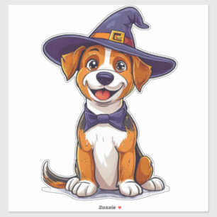 Zauberhund-Aufkleber Lila Hut Haustier-Aufkleber Aufkleber