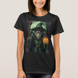 Zauberkatze Magie Gruselige Katzen und Kürbis Männ T-Shirt
