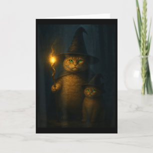 Zauberkatze Weird Funny Halloween-Katzen-Meme Karte