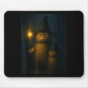 Zauberkatze Weird Funny Halloween-Katzen-Meme Mousepad