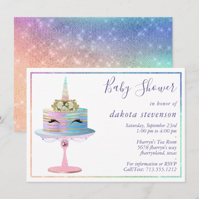 Zauberkuchen | Fantasy Watercolor Dusche Einladung (Vorne/Hinten)