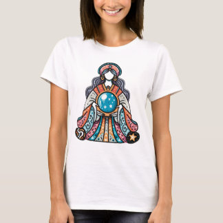Zauberkünstler für Frauen mit Kristallkugel-Design T-Shirt