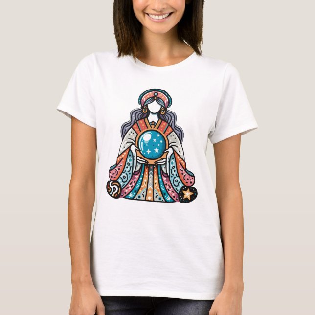 Zauberkünstler für Frauen mit Kristallkugel-Design T-Shirt (Vorderseite)