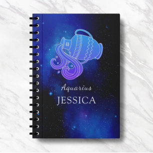 Zaubername mit Zodiac-Zeichen Aquarius-Notebook Notizblock