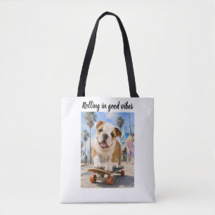 ZAUBERNDER ENGLISCHER BULLDOGGE AUF SKATEBOARD TASCHE