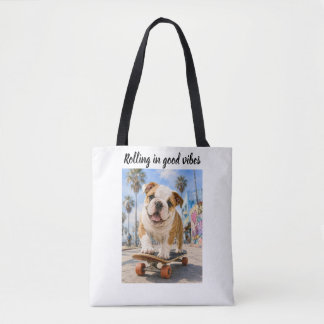 ZAUBERNDER ENGLISCHER BULLDOGGE AUF SKATEBOARD TASCHE