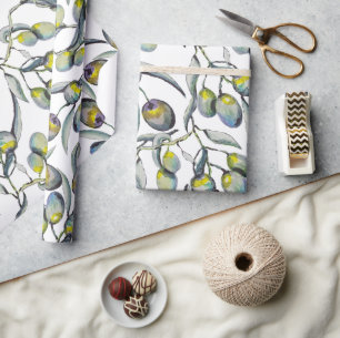 Zauberolive Branch Watercolor Handgemalt Geschenkpapier