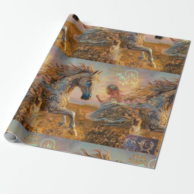 Zauberpapier für Ochre Paint Horse Wrapping Geschenkpapier (Ungerollt)