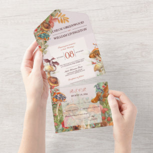 Zauberpilze und Drachen Hochzeitseinladung All In One Einladung