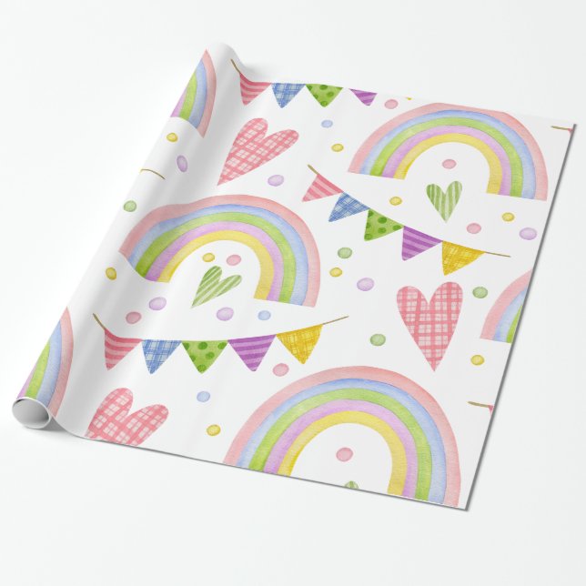 Zauberrosa Einhorn Regenbogen Geschenkpapier (Ungerollt)