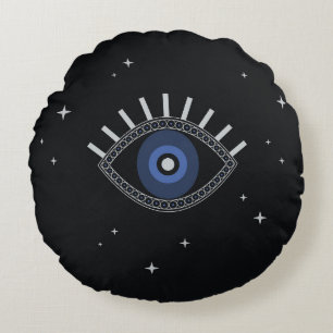 Zaubersymbol der blauen Augen-viel Glück Rundes Kissen