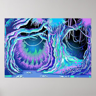 Zaubertaler Schwarzlichtwald Hintergrund Poster