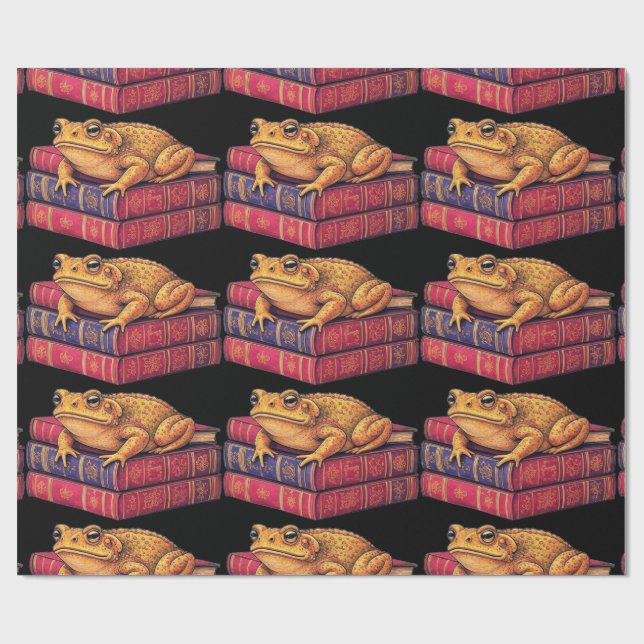 Zaubertoad auf alten Büchern - Einzigartige Kunst Geschenkpapier (Flach)