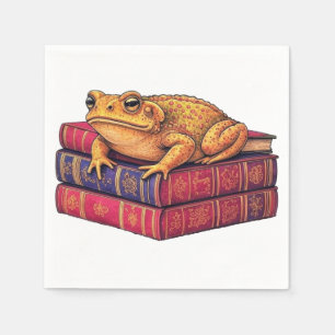 Zaubertoad auf alten Büchern - Einzigartige Kunst Serviette