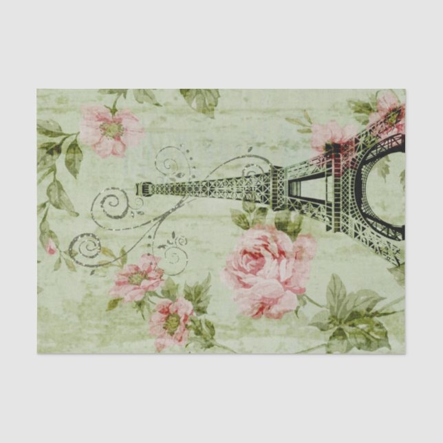 Zauberturm mit rosa Blumenparis Seidenpapier (Vorderseite)