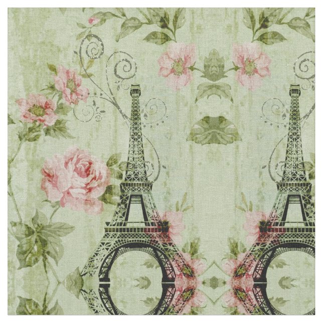 Zauberturm mit rosa Blumenparis Stoff (Nahaufnahme)