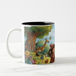 Zauberwald mit Tieren Zweifarbige Tasse