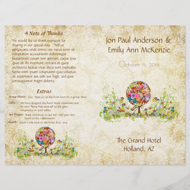 Zauberwaldkreislauf der Liebe Blume Bäume Hochzeit (Vorderseite)