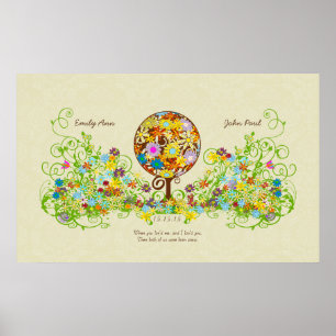 Zauberwaldkreislauf der Liebe Blume Bäume Hochzeit Poster