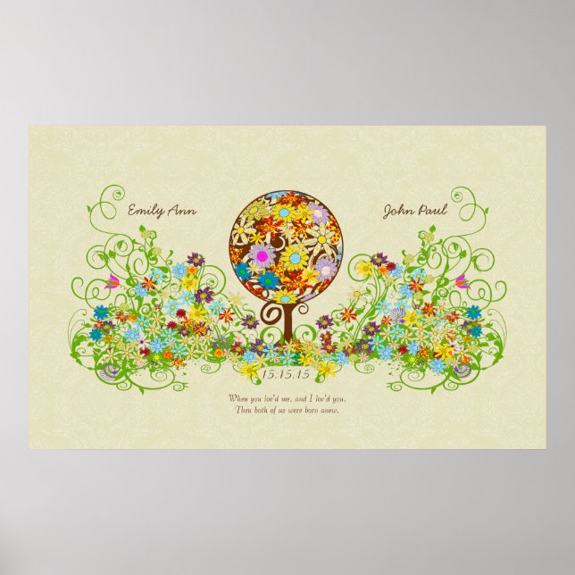 Zauberwaldkreislauf der Liebe Blume Bäume Hochzeit Poster (Vorne)