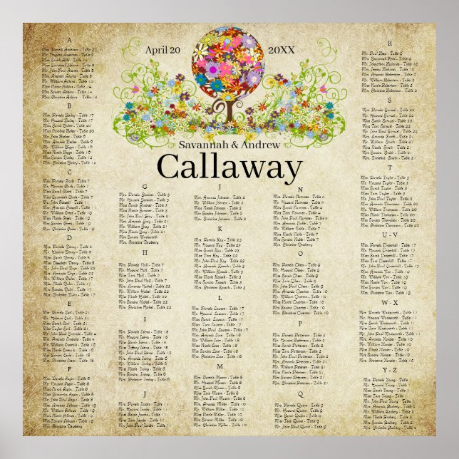 Zauberwaldkreislauf der Liebe Blume Bäume Hochzeit Poster (Vorne)