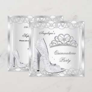 Zauberweiße Silberschuhe aus Quinceanera High Heel Einladung