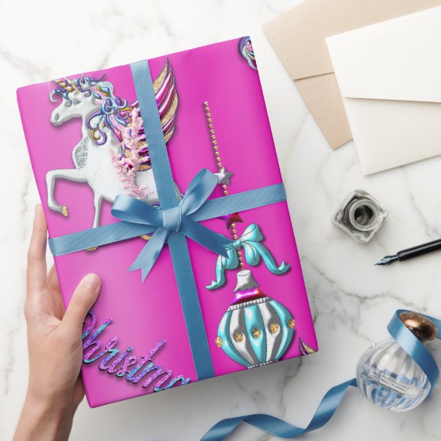 Zauberwürfel und Weihnachtsdekorationen Rosa Geschenkpapier (Schenken)