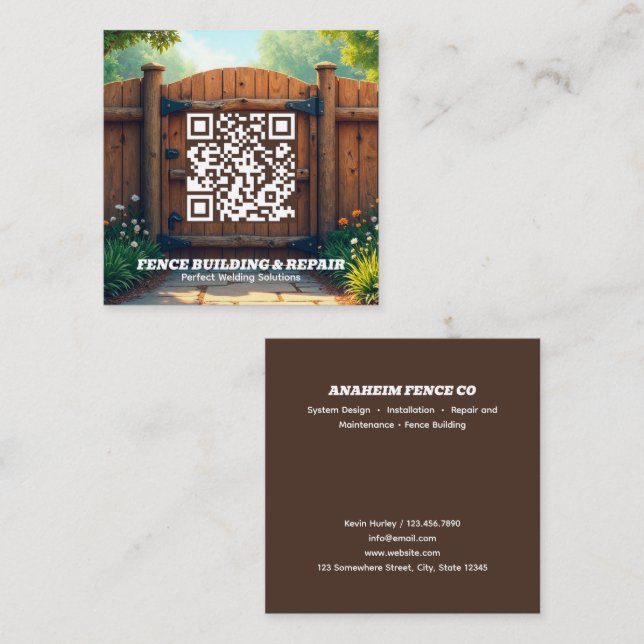 Zaun-Gebäude QR Quadratische Visitenkarte (Vorne/Hinten)