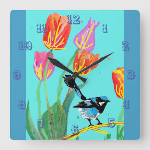 Zaunkönig Aquarell Vogel Kinderzimmer Uhr