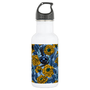 Zaunkönig in den Rosen Edelstahlflasche