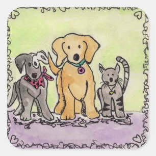 Zaunkönig-, Robby und Jay-Aufkleber Quadratischer Aufkleber